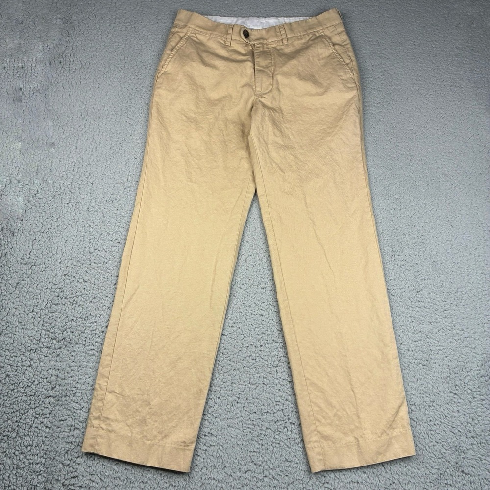 Spier & Mackay Chino Pants Men's 31 Khaki Linen Blend Slim Fit Hemmed 30x29